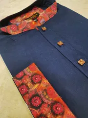 Premium Nevy blue with contrast Panjabi for men_img_2