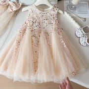 Kids Girls Korean Princess Sleeveless Ruffle Lace Party Dress (1 to 6 years)_img_2