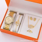 Watch for Women Geneva Fake Three-Eye Watch, Fashionable Diamond-Encrusted Steel Band Watch for Women, Geneva Quartz Watch Set_img_1
