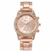 Watch for Women Geneva Fake Three-Eye Watch, Fashionable Diamond-Encrusted Steel Band Watch for Women, Geneva Quartz Watch Set_img_2
