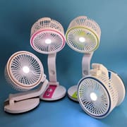 Rechargeable Folding Table Fan with LED Light – Portable & Compact_img_1