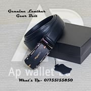 Ferragamo Genuine Plain Leather Black Gear Buckle Belt With Box_img_1