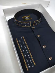 Royal Navy Blue Embroidery Panjabi_img_2