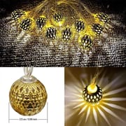 Moroccan Golden & Multicolor  Metal Ball Lights_img_3