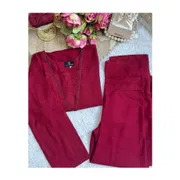 MAROON CHIKANKARI KURTI SET_img_0