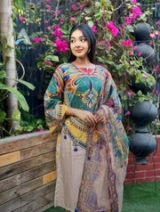 প্রিমিয়াম কোয়ালিটি দুবাই সিল্ক প্রজাপতি থ্রি-পিস 🦋_img_0