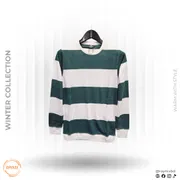 CORE Winter Collection Wide Stripe Crewneck – Emerald Green & White_img_0