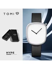 TOMI T-077 Unisex Leather Belt Casual Quartz Wrist Watch (White)_img_0