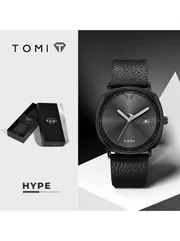 TOMI T-044 Men's Quartz Leather Belt Watch With Date (Black)_img_0