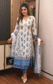 Most Exclusive Demanding Collection Cotton Gown 3 piece_img_13