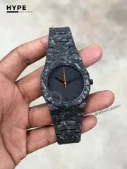 Frosted Chain Black Polycarbon Plastic Lightweight Watch_img_0