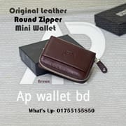 Mont Blanc Plain Original Leather Round Zipper Mini Wallet_img_2