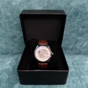 Tommy Hilfiger Skeleton Exposed Automatic Brown Leather - White Dial_img_3