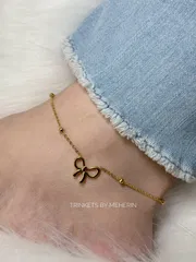 High quality bow design gold plated anklet_img_0