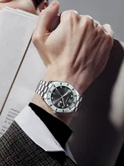 TOMI T-305 Men's Luxury Stone Stainless Steel Watch Gift Box Set (Black)_img_4