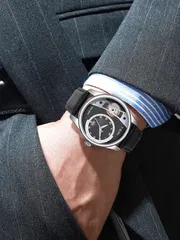TOMI T-105 Face Gear Dual Strap Leather Belt Watch (Black)_img_3