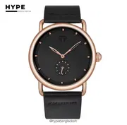 TOMI T-037 Men's Quartz Leather Belt Watch With Second Sub-Dial(Black-Rosegold)_img_0