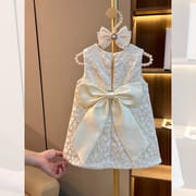 Kids Girls Princess Pearl Elegant Heart Pattern Party Dress (1 to 7 years)_img_2