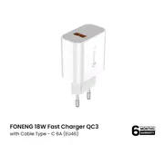 FONENG (EU46) 18W Fast Charger QC3 with Cable Type-C 6A_img_1