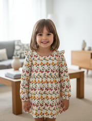 Girls Woven Frock (ফুল হাত) Code:MS-41_img_2