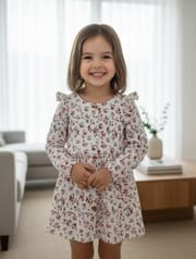 Girls Woven Frock (ফুল হাত) Code:MS-42_img_2
