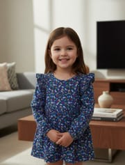 Girls Woven Frock (ফুল হাত) Code:MS-43_img_2