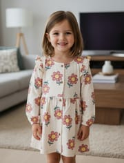 Girls Woven Frock (ফুল হাত) Code:MS-44_img_2