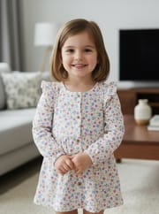 Girls Woven Frock (ফুল হাত) Code:MS-45_img_2