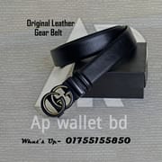 Gucci Genuine Leather Gear Buckle Belt With Box_img_0