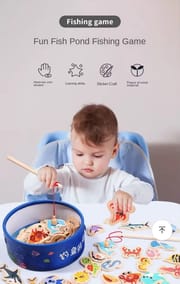 Baby Wooden Magnetic Fishing Games for Educational Toys Sets (31 pcs Fish and 2 Rod)_img_2
