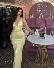 Rose Sequin Maxi Dress - Lemon Yellow_img_0