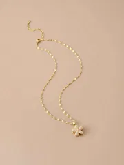 Rotatable Five-Petal Flower Gold Plated Women's Necklace (With gift box)_img_1