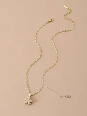 Rotatable Five-Petal Flower Gold Plated Women's Necklace (With gift box)_img_2
