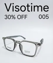 Mont Blanc Geometric Square Eyeglasses – Translucent Smoke Grey with Anti-Blue Light & UV400 Protection_img_1