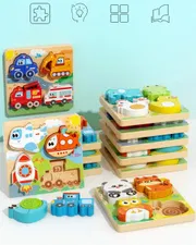 Kids Early Educational Building Block Montessori Cartoon 3D Wooden Puzzle Set for your BABY'S Concentration_img_3