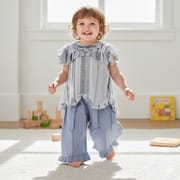 Baby Girls 2 Piece Summer Outfit Flutter Sleeve Top & Floral Palazzo Pants (0 to 2 Years)_img_0