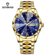 BINBOND 2521 Luxury Brand Luminous Quartz Watch For Men (golden blue)_img_0