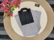 Gabadine Ash pant with black shirt_img_0