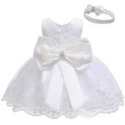 Baby Girls Princess Lace Bow Party Dress with Headband (0 to 4 years)_img_5