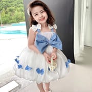 Kids Girl Summer Blue Bow Skirt Princess Dress (6 months to 7 years)_img_2