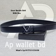 Louis Vuitton Premium Quality Leather Gear Buckle Belt With Box_img_0