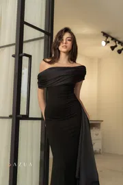 Off-Shoulder Knotted Slim Long Dress_img_3