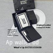 Month Blanc Original Leather Folding Lock Short Wallet With Box_img_4