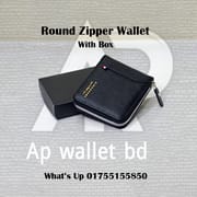 Round Zipper Soft Black Wallet With Box_img_0