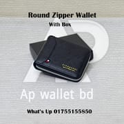 Round Zipper Soft Black Wallet With Box_img_1