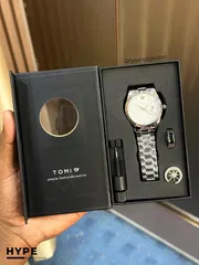 TOMI T-304 Men's Luxury Stainless Steel Watch Gift Box Set (White)_img_0