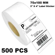Direct Thermal Label Sticker Paper Premium Quality 75*100mm or (3inch x 4 inch) For Shipping Label 500 pcs 1 roll_img_2
