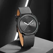 TOMI T-044 Men's Quartz Leather Belt Watch With Date (Black)_img_1