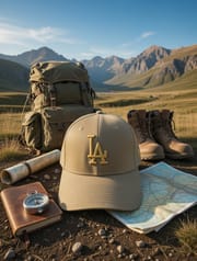 Desert Sand Khaki LA Embroidered Cap with Metal Clip Adjuster // BRANDZ X_img_12