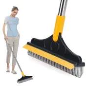 2-in-1 Floor Scrubber Brush with Long Handle & Squeegee for Bathroom, Kitchen & Tile Cleaning_img_0